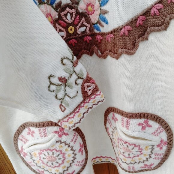 BEAUTIFUL Vintage PARAMOUR Embroidered Sweater FREE SIZE CIRCLE POCKETS - Picture 6 of 8